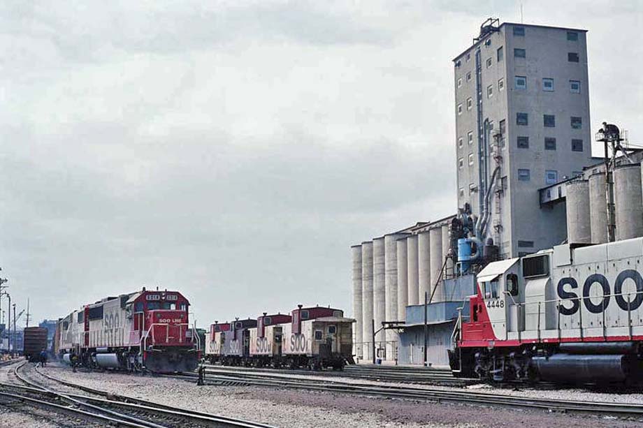 Soo Line locomotives and cabooses.