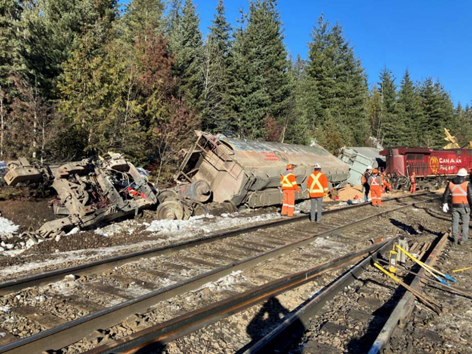 The site of the east Revelstoke derailment.