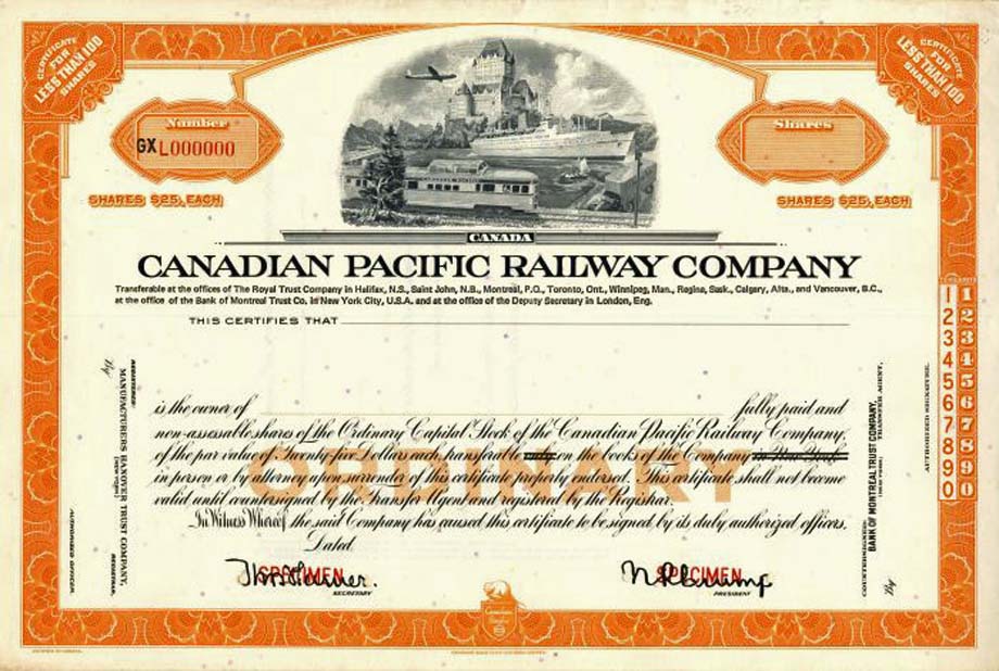 A CPR share certificate.