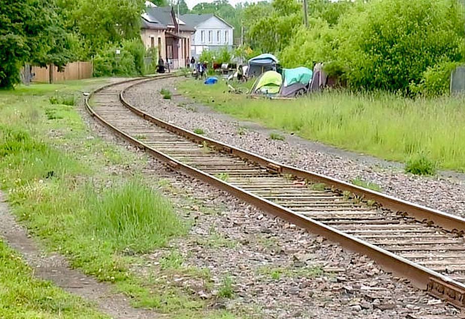 Tents return along CPKC line in Peterborough.