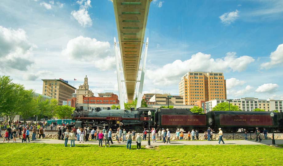 The Final Spike Steam Tour train in Davenport, Iowa.