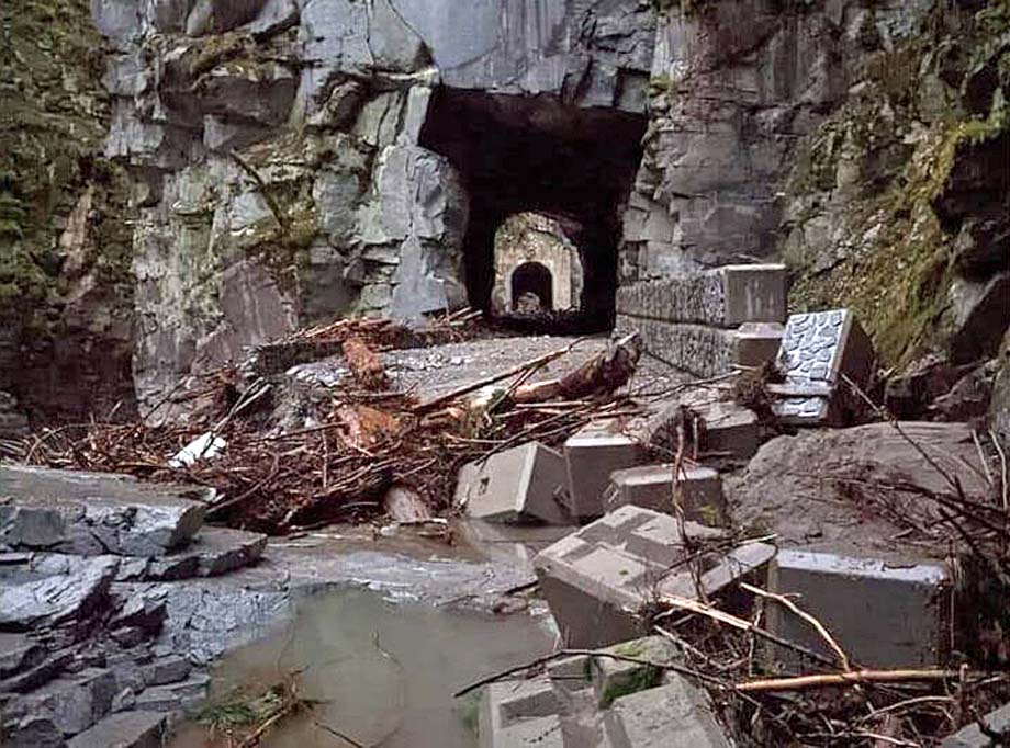 Damage to the Quintette Tunnels trail.