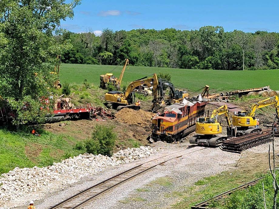 The derailment site.