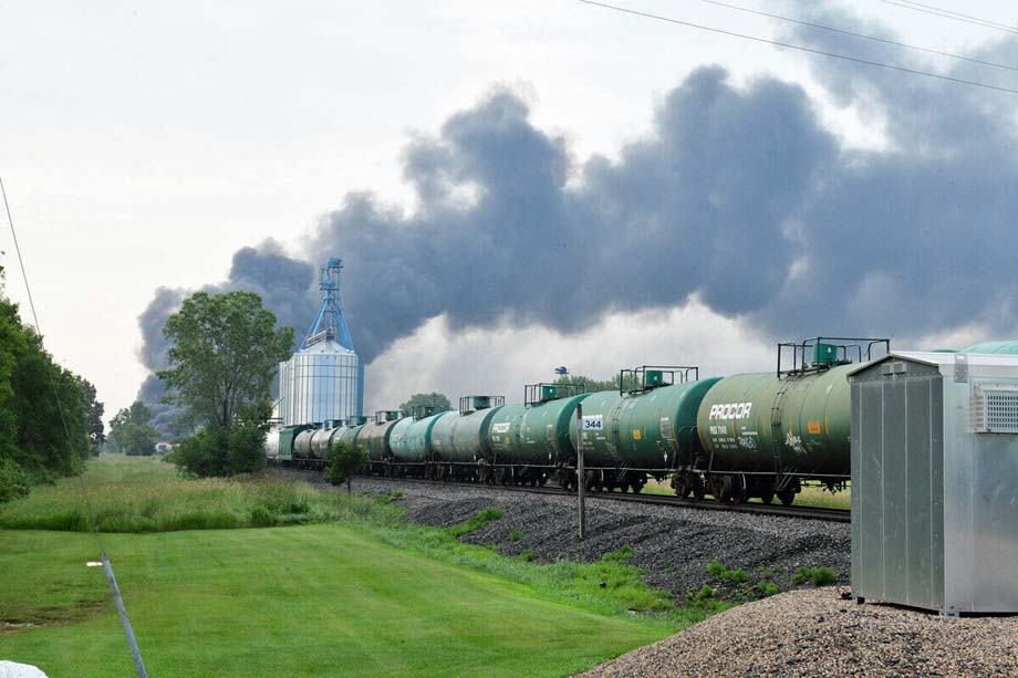 Near the derailment.