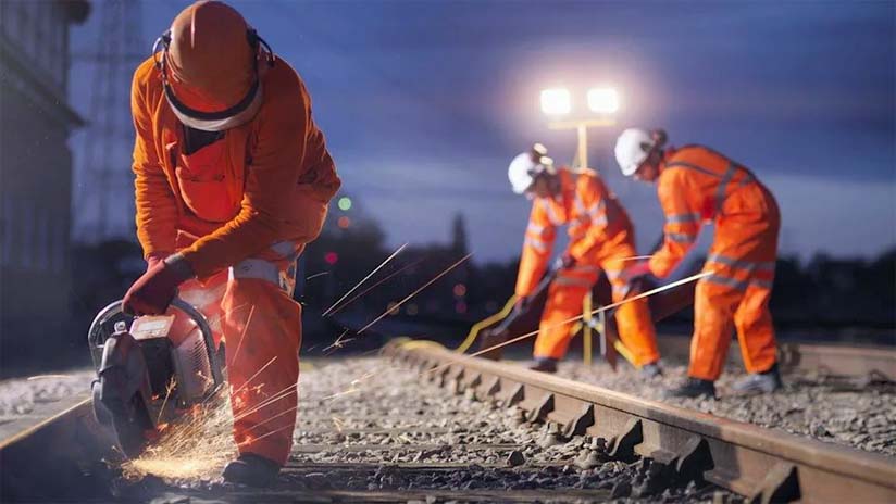 Railway maintenance workers.