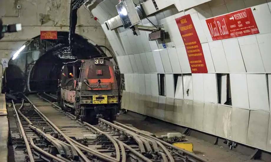 A driverless train on Mail Rail tracks.