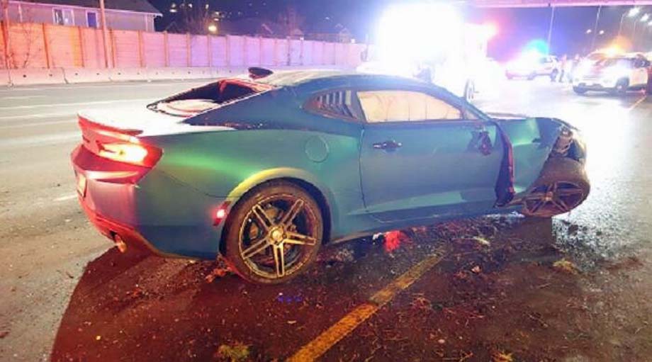 The damaged Camaro.