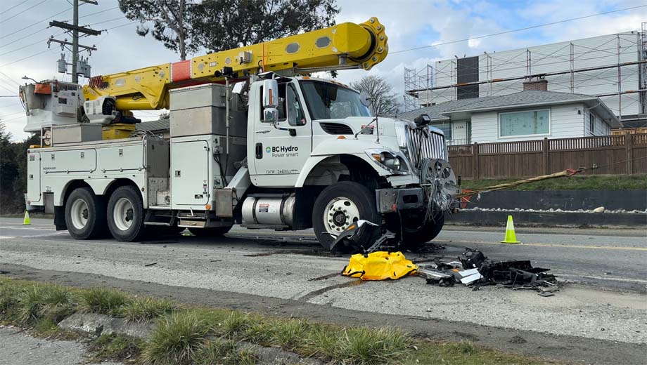 The damaged BC Hydro truck.