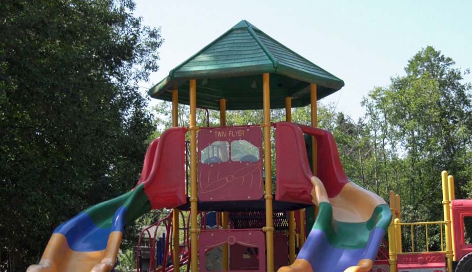 A child's playground slide.