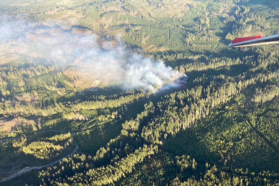 A wildfire in the Tugwell Creek area.