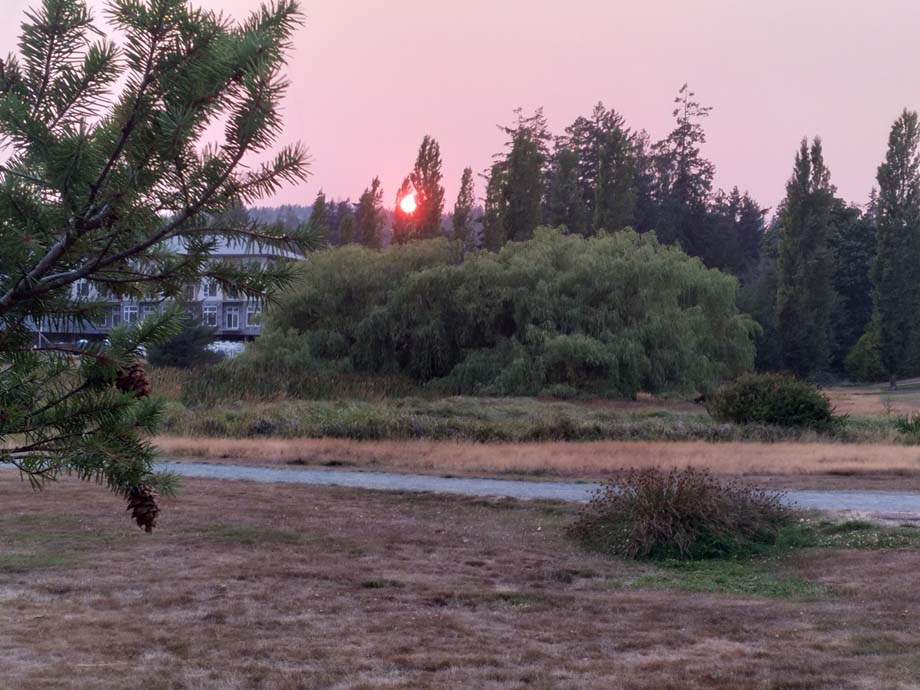 A smokey sunset over John Phillips Park.