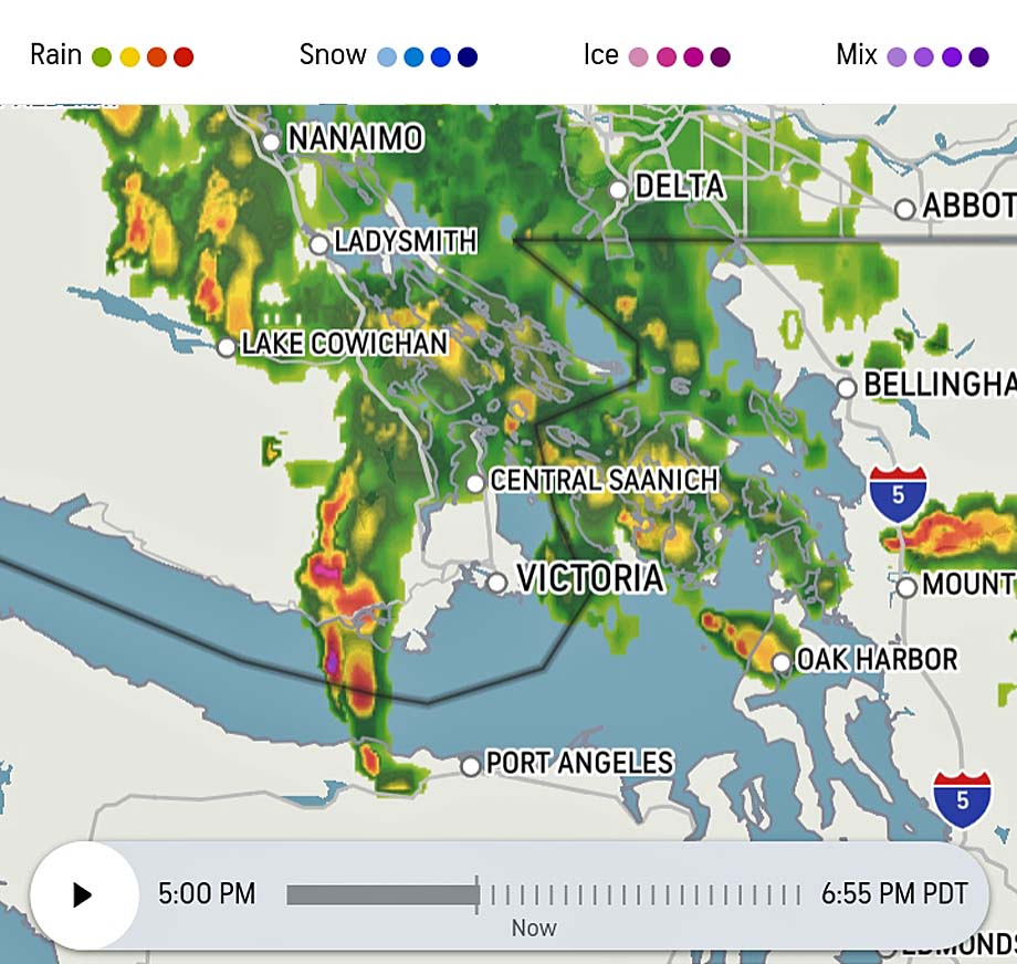 Thunder and Lightening weather map.