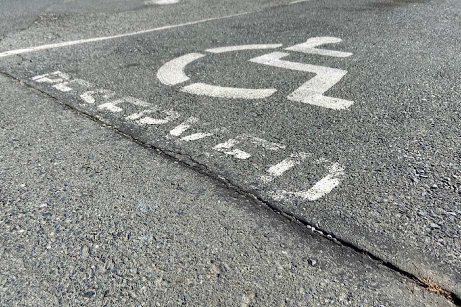 A handicapped parking space.