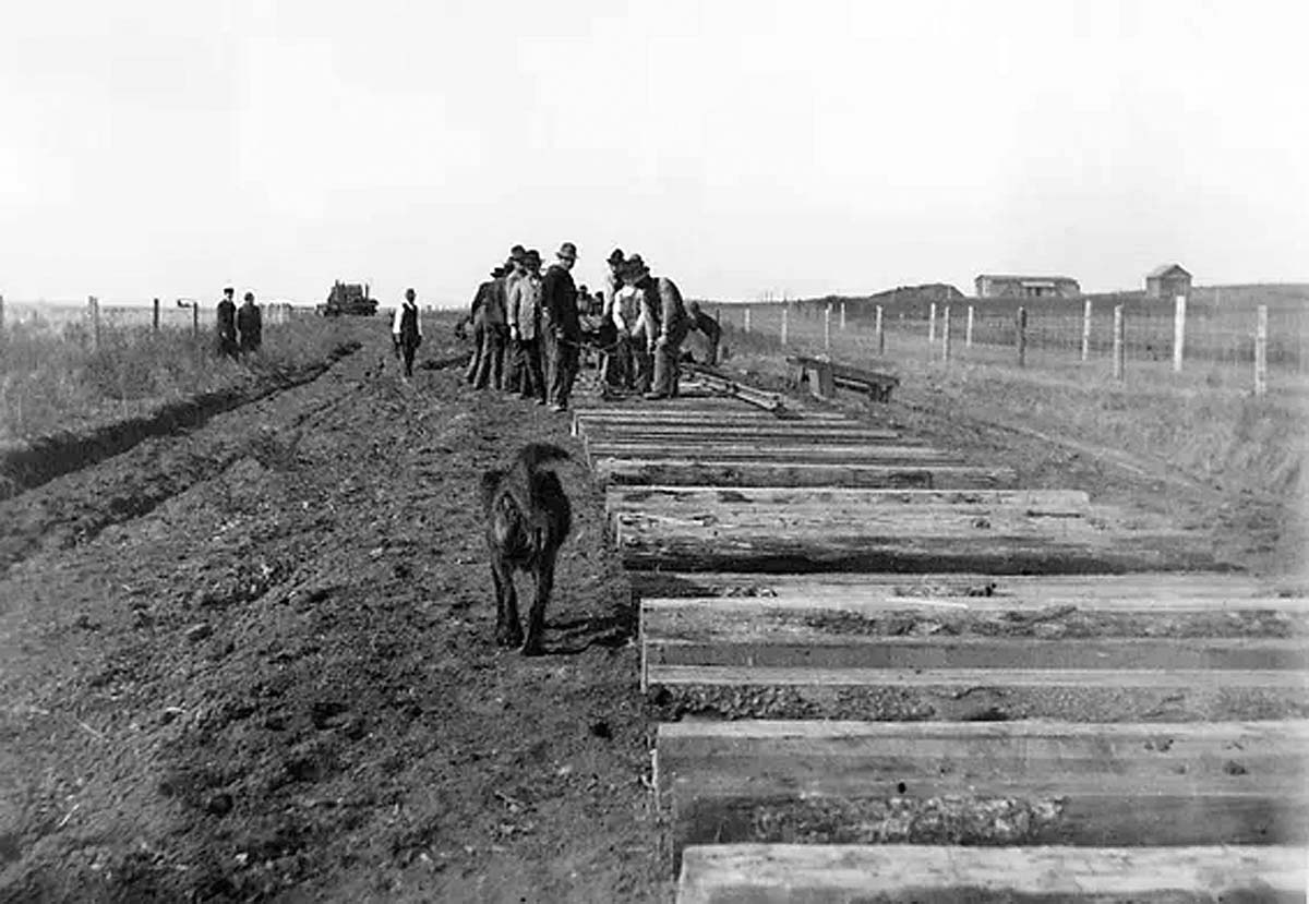 Track laying in progress.