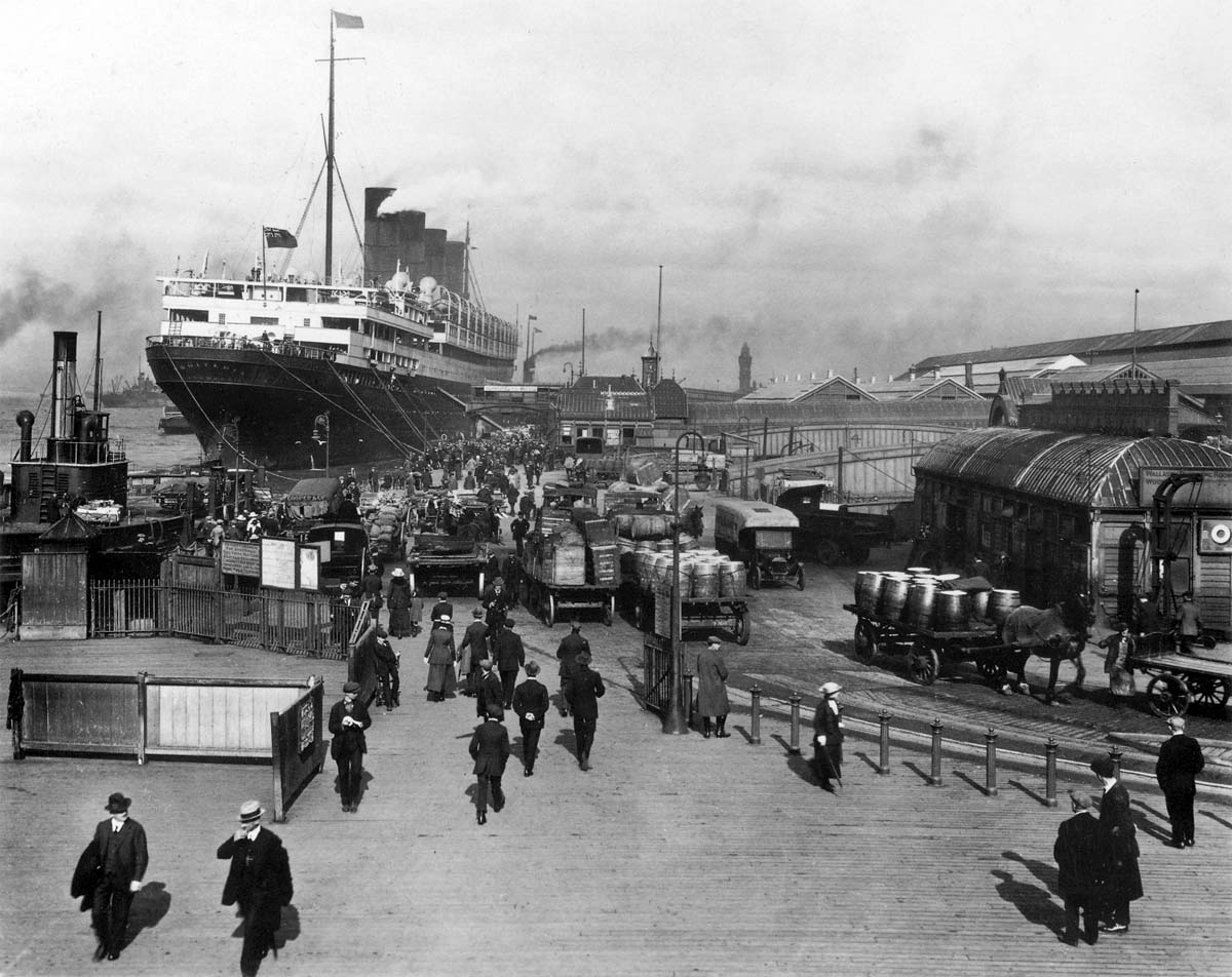 SS Aquitania at Prince's Landing Stage.