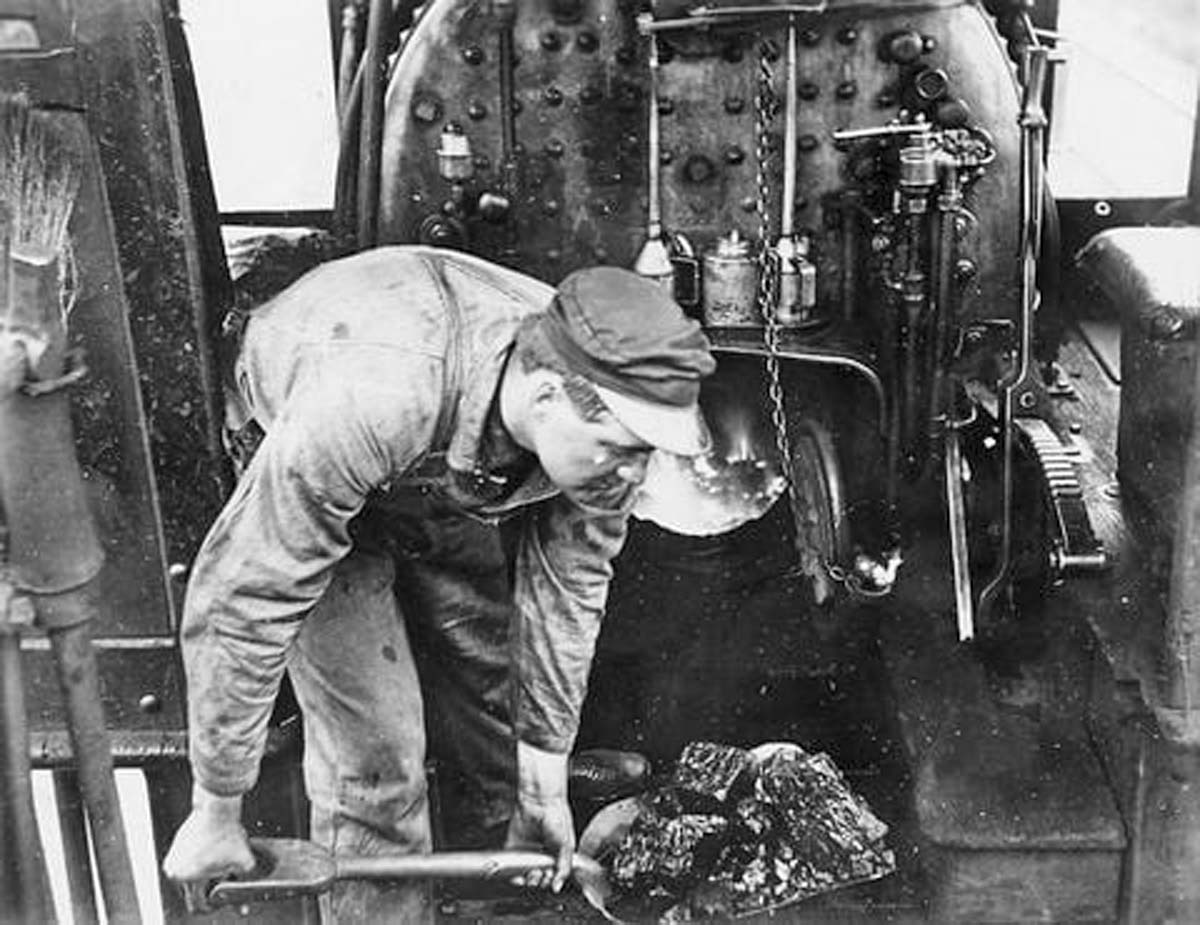 A steam locomotive fireman.