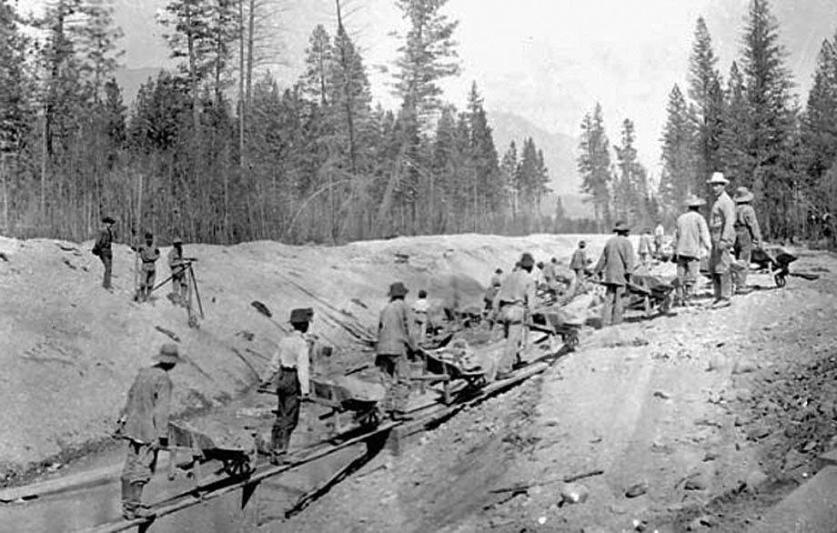 Early railway construction.