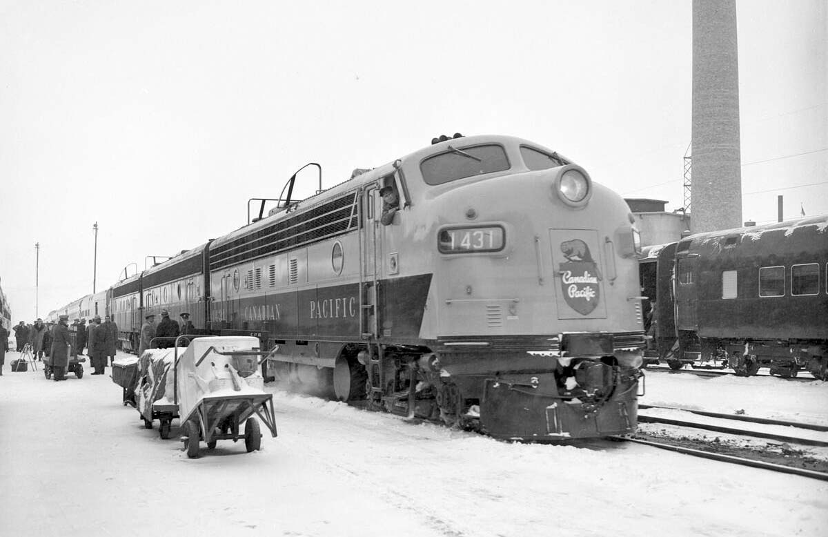 CPR transcontinental passenger train stopped.