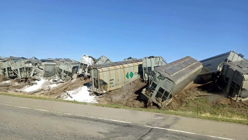 A derailment near Fort Mccleod.