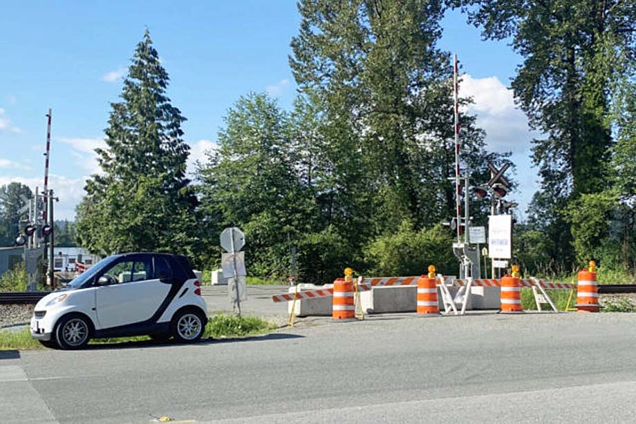 Crossing at 272nd Street blocked off.