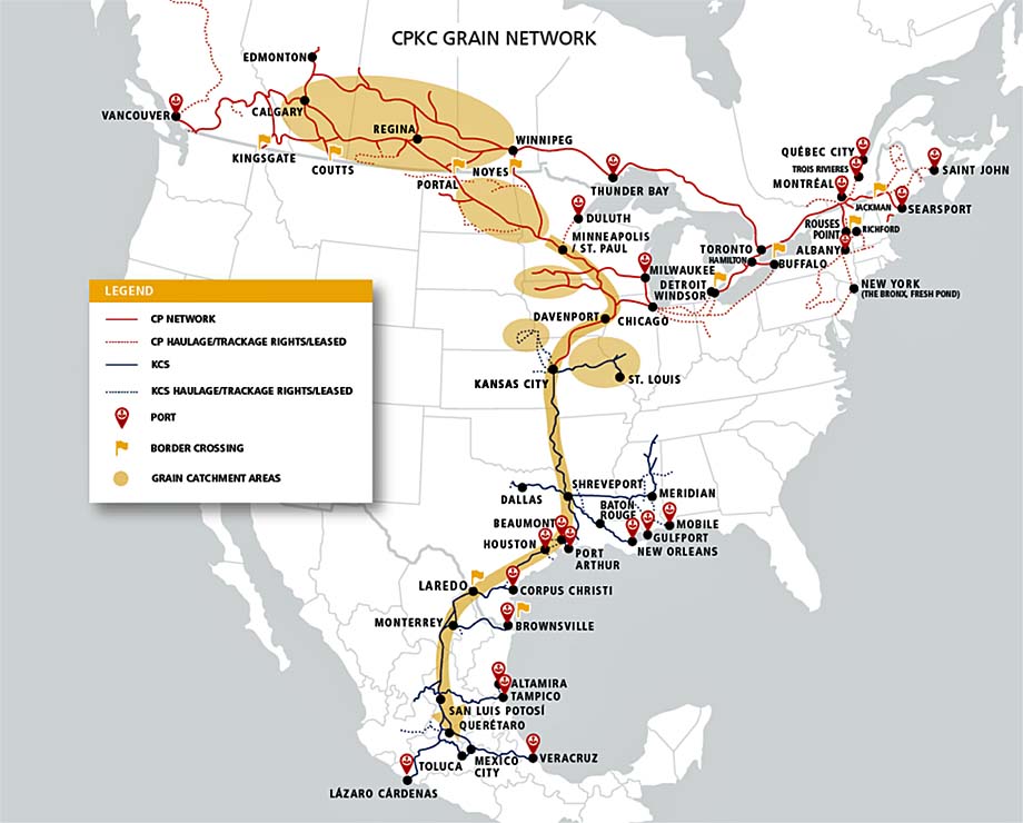 CPKC grain network map.