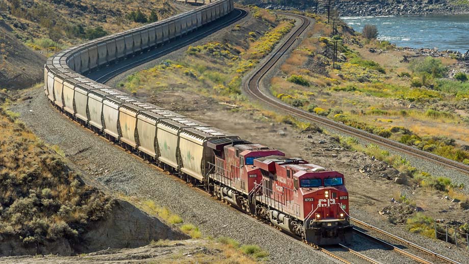 The CP and CN lines just east of Ashcroft beside the Thompson River.