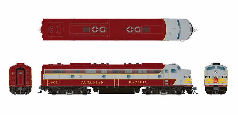 Drawing of a Rapido Trains HO scale E8.