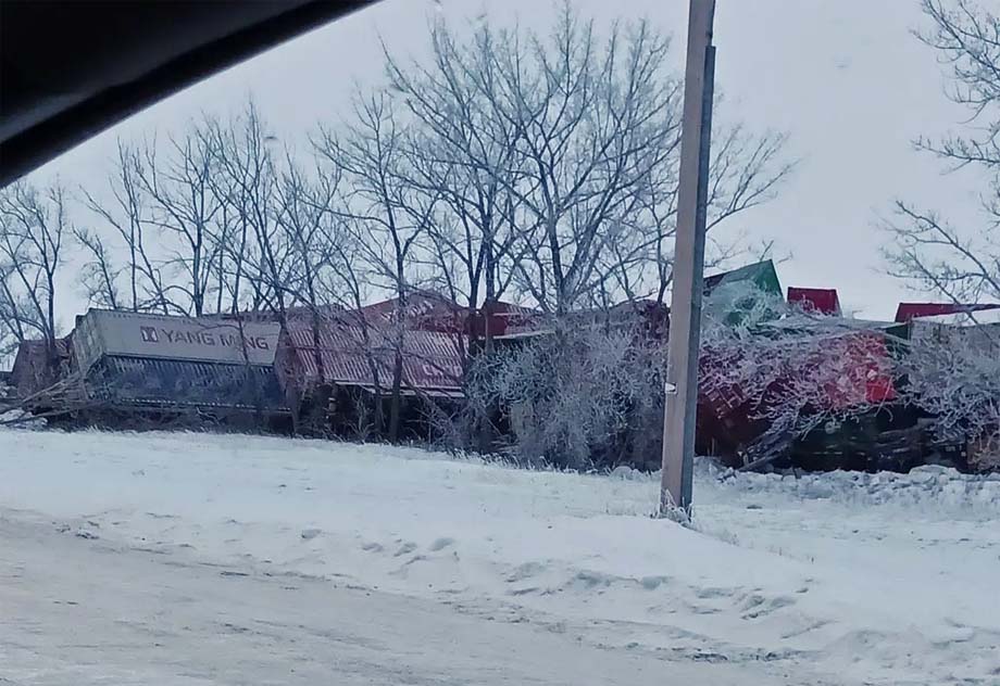 The train derailment near Chaplin.