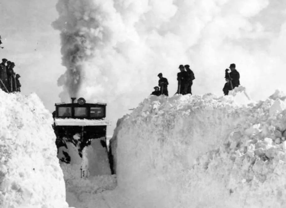 A CP snow plow in a drift.