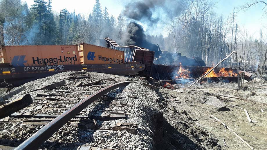 The derailment near Rockwood, Maine.