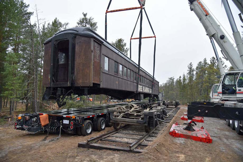 The Tree Planting Car being plinthed.