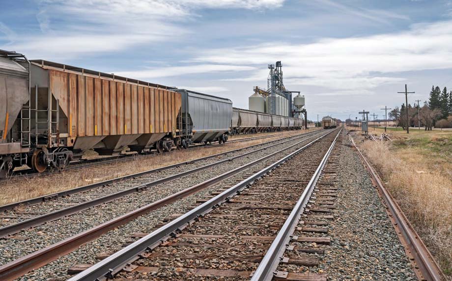 Grain hoppers at rest.