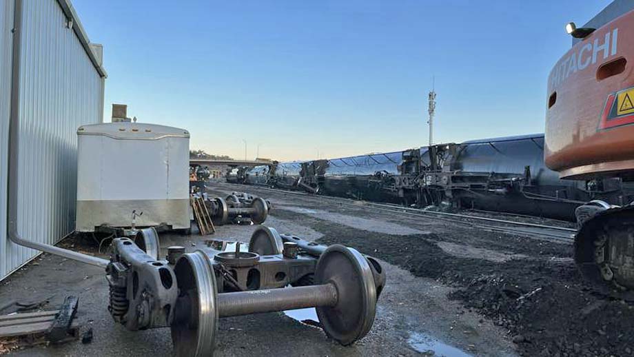 Derailed tank cars.