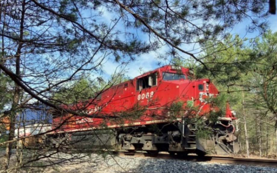 A CPKC train in Simcoe County.