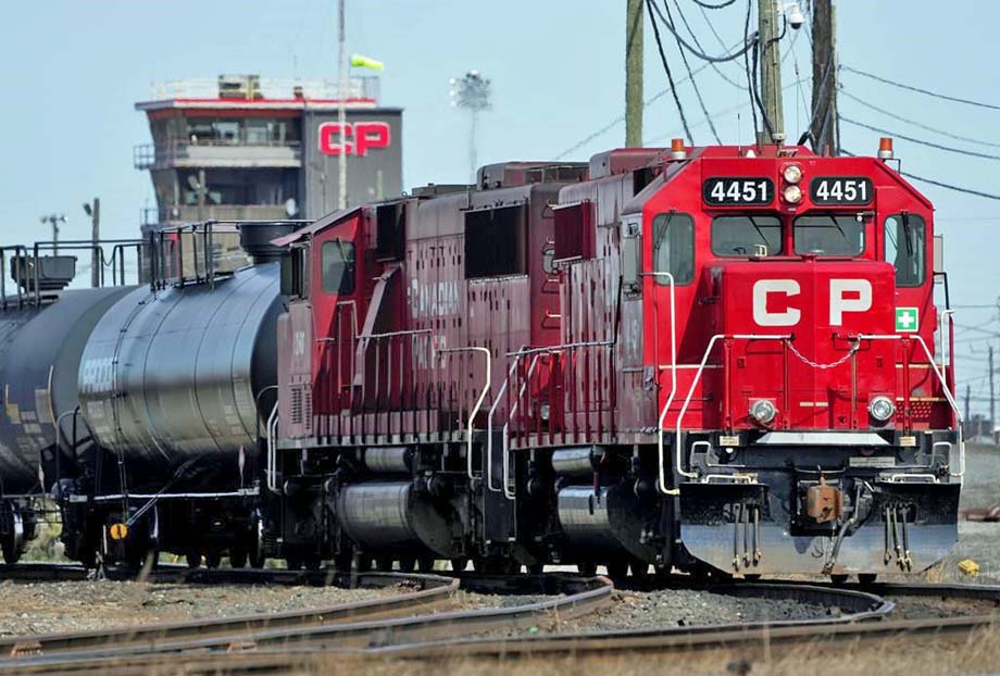 A CPKC locomotive in Toronto.