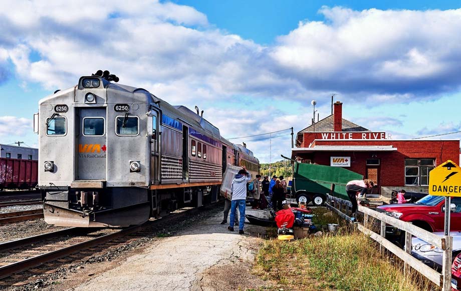 A VIA Rail Budd car at White River.