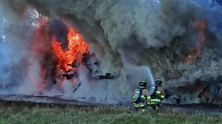 Firefighters attach fire.