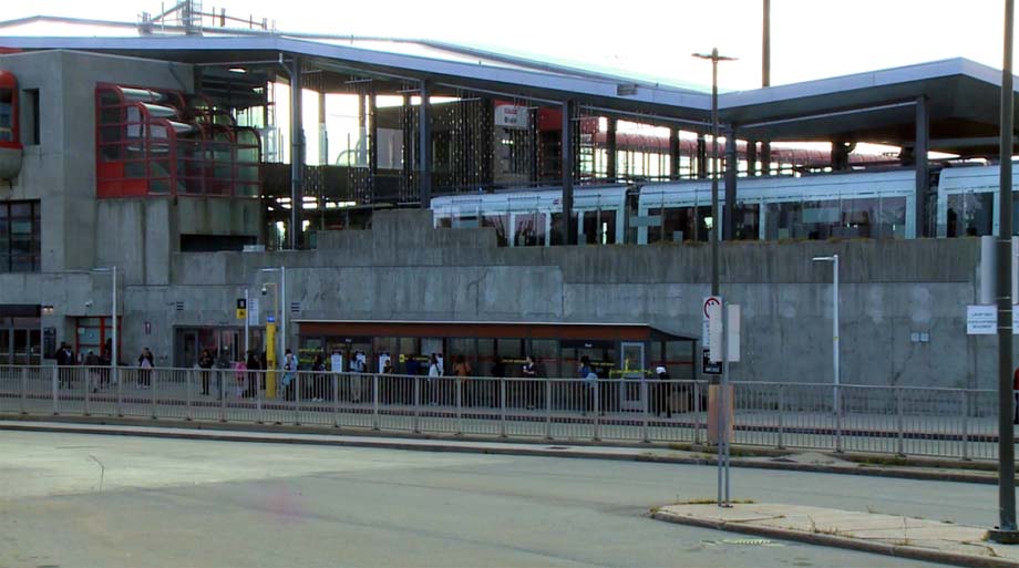 A WOE train pulls into Blair Station.