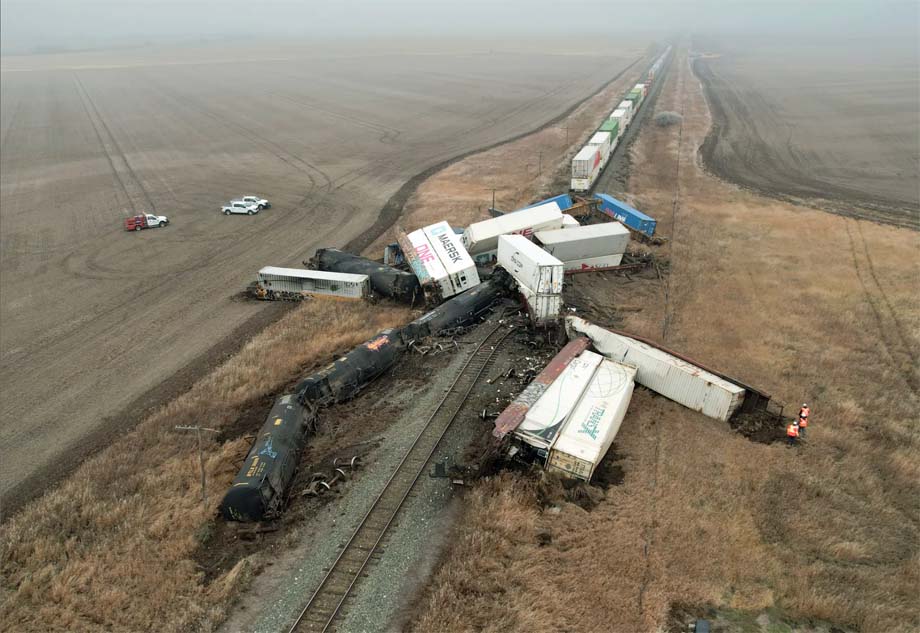 Derailment east of Beiseker.