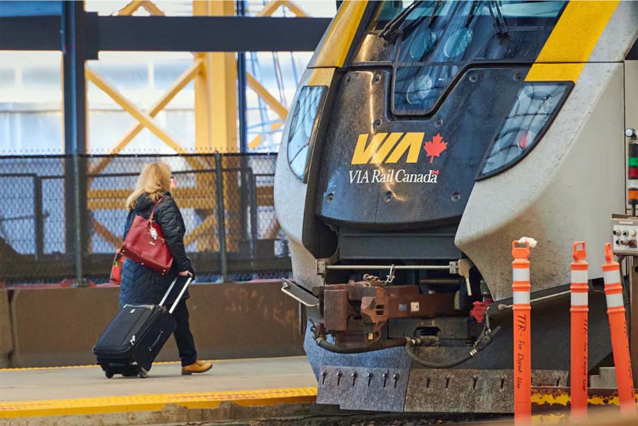 A passenger walks the Ottawa station platform.