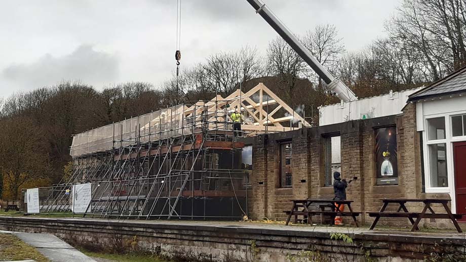 Rebuilding the Goods Shed at Millers Dale station.