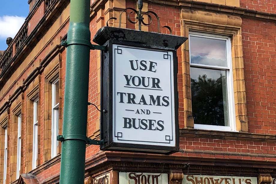 A tram car stop sign.