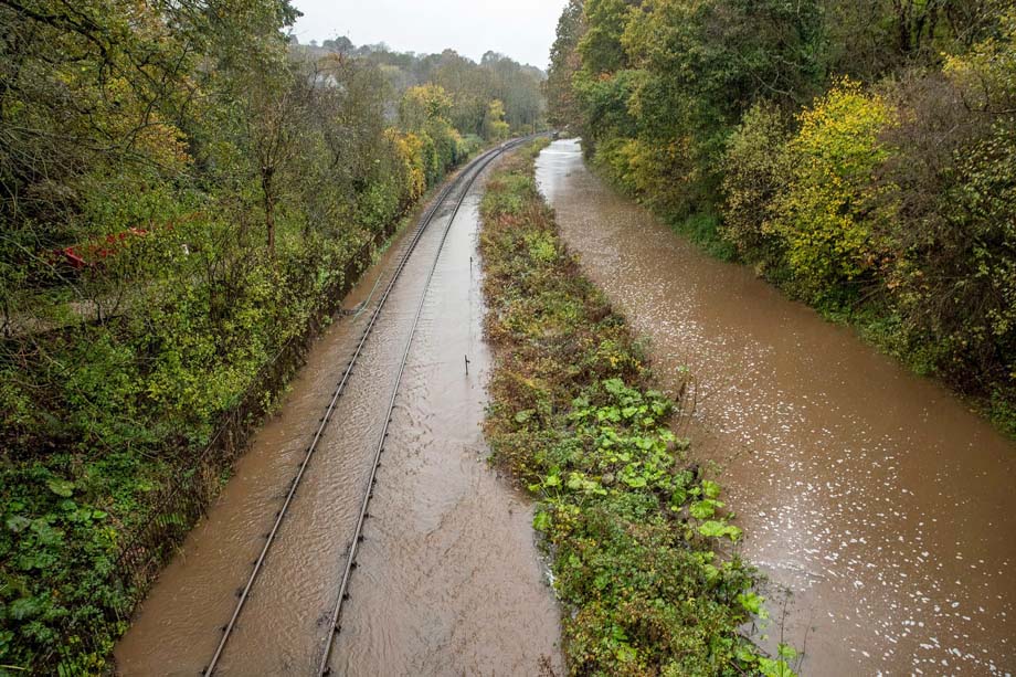 Flooded track.