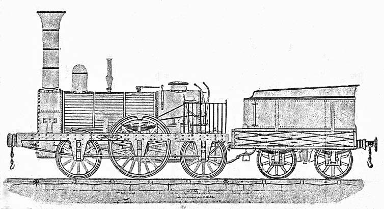 Stephenson Patentee type 2-2-2 locomotive